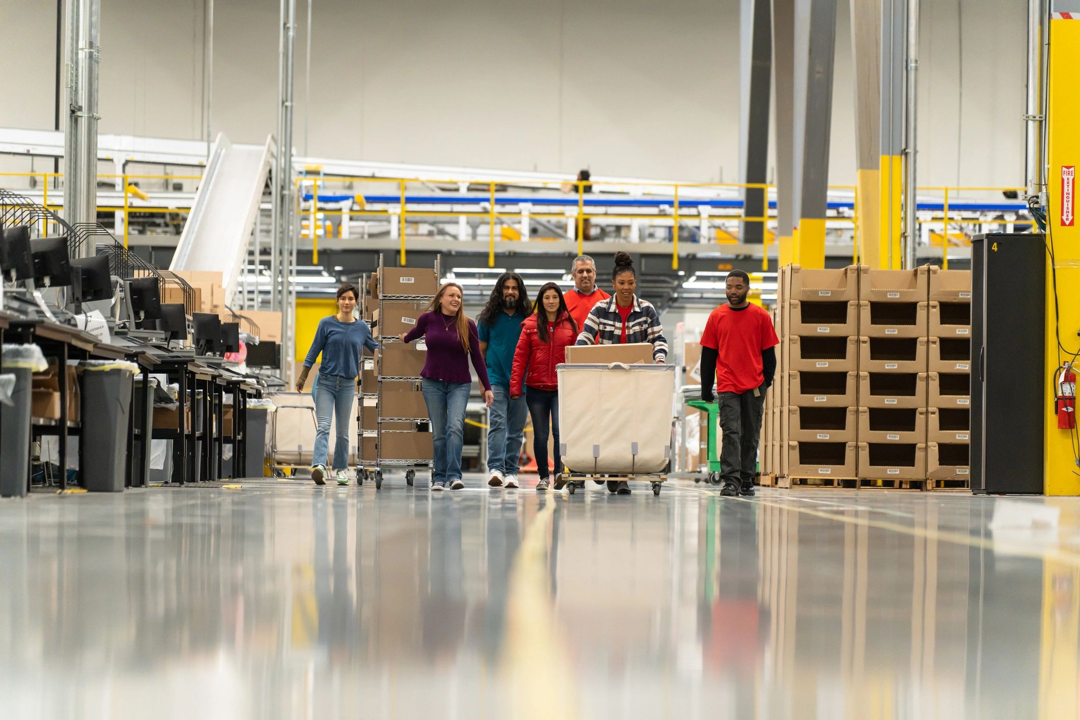 Logistics operations team in a fulfillment center